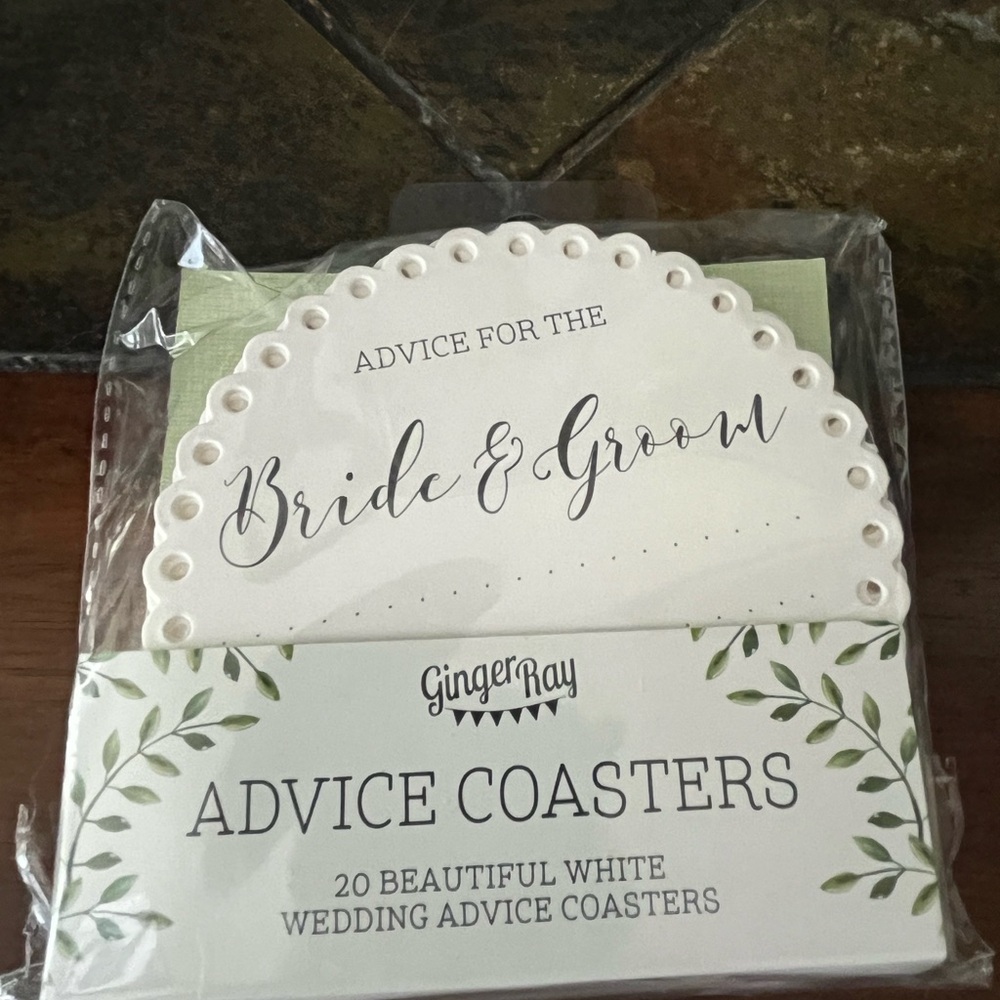 White Wedding Advice Coasters